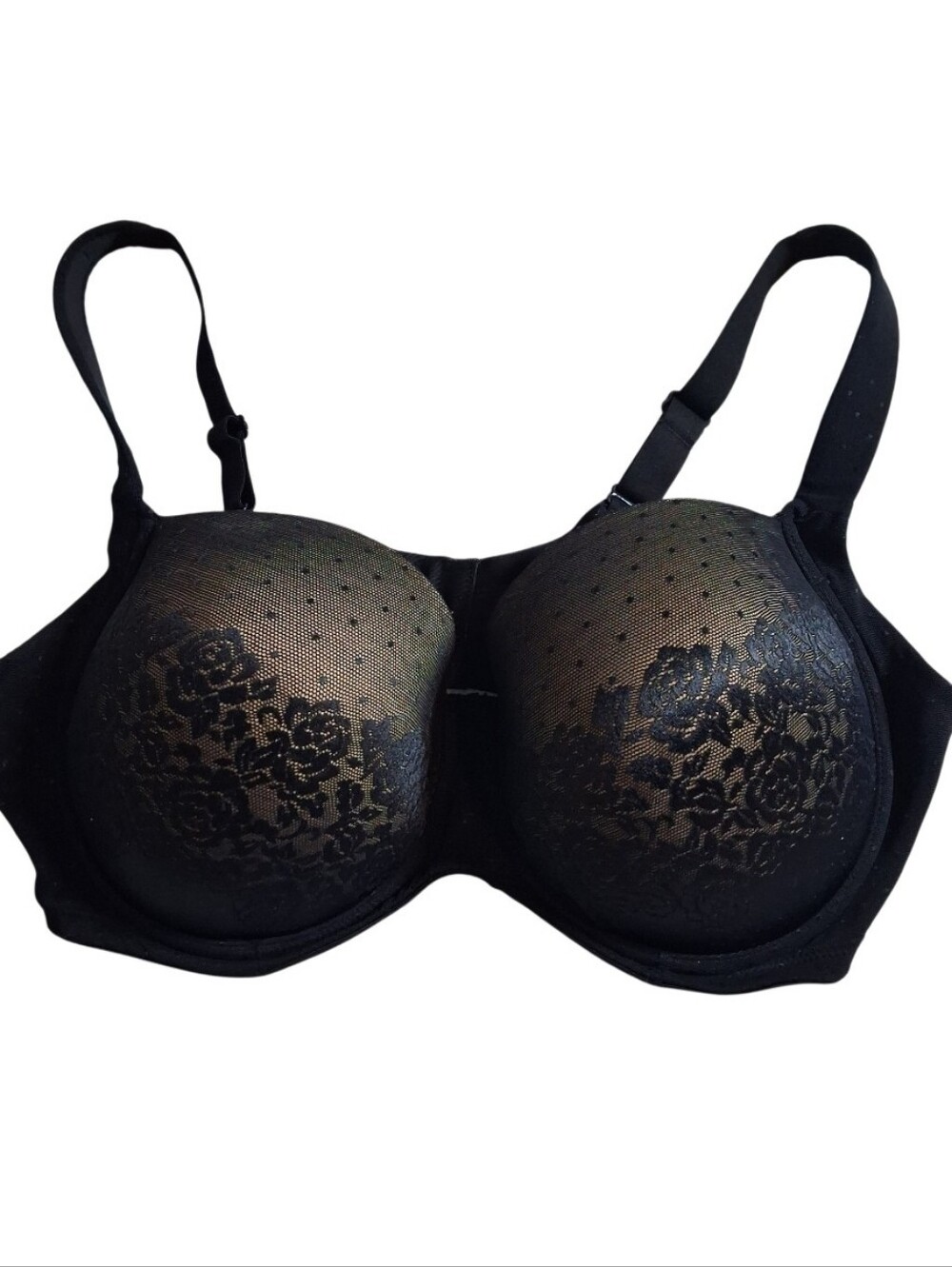Soma Bra 38DDD Stunning Support Lace Full Coverage Bra Black Nude Underwire